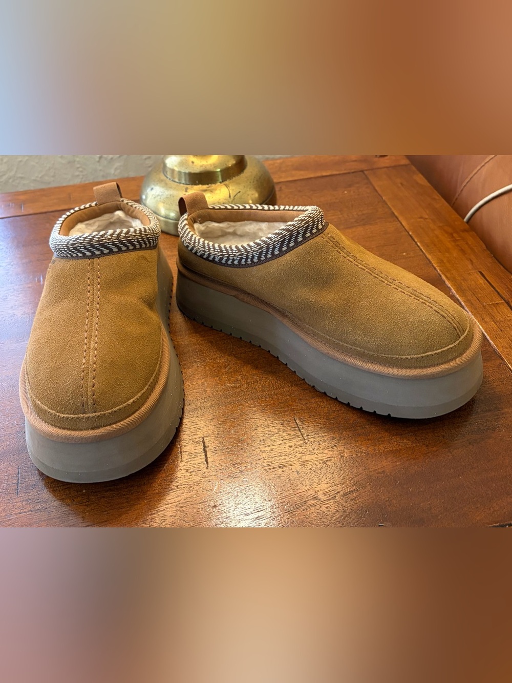 UGG woman’s Chestnut Suede Slip-On Platform Clog